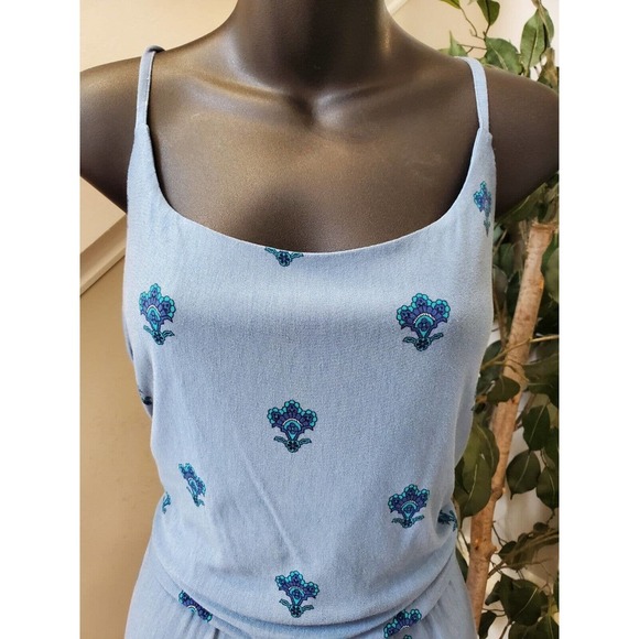 Cato Women's Blue Floral Rayon Square Neck Sleeveless Long Maxi Dress Size Large - Picture 5 of 10